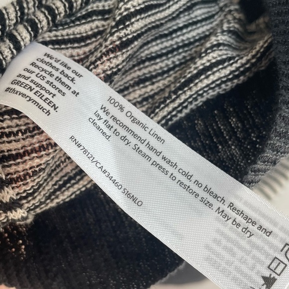 Eileen Fisher 100% Organic Linen Striped 3/4 Sleeve Top, Size S - Picture 6 of 6